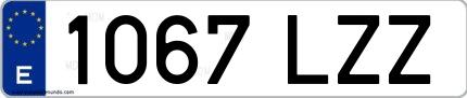 Ejemplo de matrícula de coche ordinaria 1067 LZZ