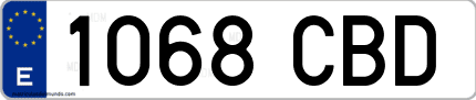 Ejemplo de matrícula de coche ordinaria 1068 CBD