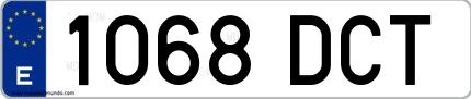 Ejemplo de matrícula española 1068 DCT