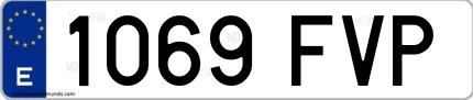 Ejemplo de matrícula española 1069 FVP