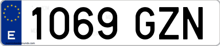 Ejemplo de matrícula de coche ordinaria 1069 GZN