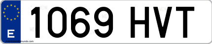 Ejemplo de matrícula de coche ordinaria 1069 HVT