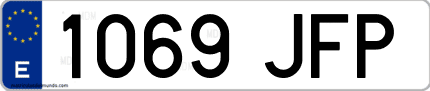 Ejemplo de matrícula de coche ordinaria 1069 JFP