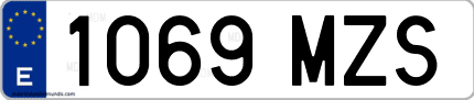 Ejemplo de matrícula de coche ordinaria 1069 MZS