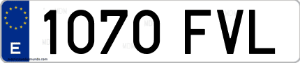 Ejemplo de matrícula de coche ordinaria 1070 FVL