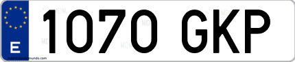 Ejemplo de matrícula de coche ordinaria 1070 GKP