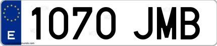 Ejemplo de matrícula española 1070 JMB