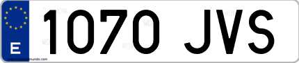 Ejemplo de matrícula de coche ordinaria 1070 JVS