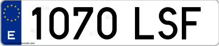 Ejemplo de matrícula de coche ordinaria 1070 LSF