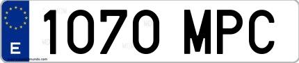 Ejemplo de matrícula española 1070 MPC