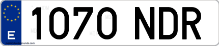 Ejemplo de matrícula de coche ordinaria 1070 NDR