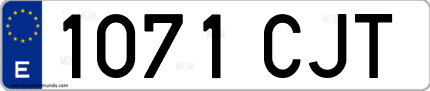 Ejemplo de matrícula de coche ordinaria 1071 CJT
