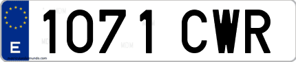 Ejemplo de matrícula de coche ordinaria 1071 CWR
