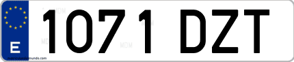 Ejemplo de matrícula de coche ordinaria 1071 DZT