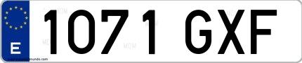 Ejemplo de matrícula española 1071 GXF