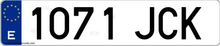Ejemplo de matrícula de coche ordinaria 1071 JCK