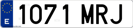 Ejemplo de matrícula de coche ordinaria 1071 MRJ