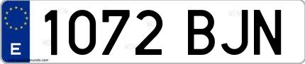 Ejemplo de matrícula española 1072 BJN