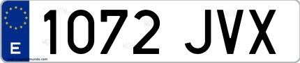 Ejemplo de matrícula española 1072 JVX