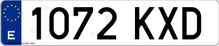 Ejemplo de matrícula española 1072 KXD