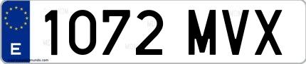 Ejemplo de matrícula española 1072 MVX