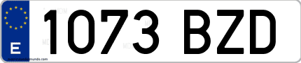Ejemplo de matrícula de coche ordinaria 1073 BZD