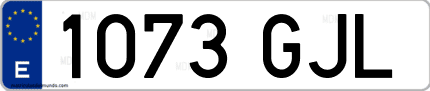 Ejemplo de matrícula de coche ordinaria 1073 GJL