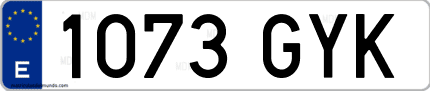 Ejemplo de matrícula de coche ordinaria 1073 GYK