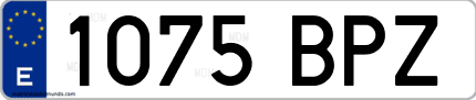 Ejemplo de matrícula de coche ordinaria 1075 BPZ
