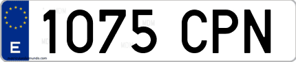 Ejemplo de matrícula de coche ordinaria 1075 CPN