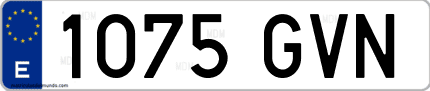 Ejemplo de matrícula de coche ordinaria 1075 GVN