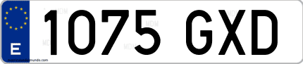 Ejemplo de matrícula de coche ordinaria 1075 GXD