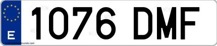 Ejemplo de matrícula de coche ordinaria 1076 DMF