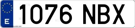 Ejemplo de matrícula española 1076 NBX