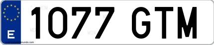 Ejemplo de matrícula española 1077 GTM