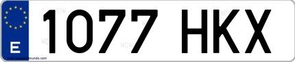 Ejemplo de matrícula española 1077 HKX