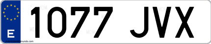 Ejemplo de matrícula de coche ordinaria 1077 JVX