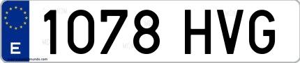 Ejemplo de matrícula española 1078 HVG