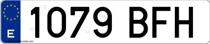 Ejemplo de matrícula española 1079 BFH
