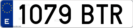 Ejemplo de matrícula de coche ordinaria 1079 BTR
