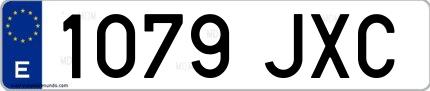 Ejemplo de matrícula española 1079 JXC