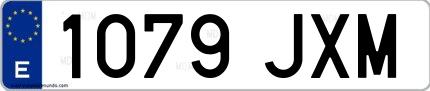 Ejemplo de matrícula de coche ordinaria 1079 JXM