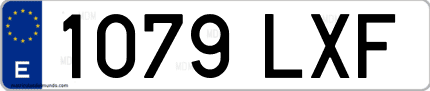 Ejemplo de matrícula de coche ordinaria 1079 LXF