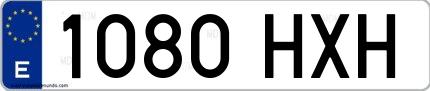 Ejemplo de matrícula española 1080 HXH