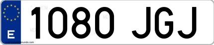 Ejemplo de matrícula española 1080 JGJ