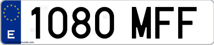 Ejemplo de matrícula de coche ordinaria 1080 MFF