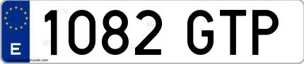 Ejemplo de matrícula española 1082 GTP