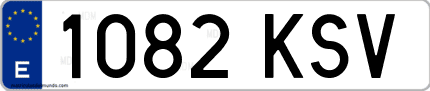 Ejemplo de matrícula de coche ordinaria 1082 KSV