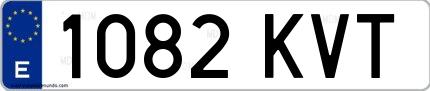 Ejemplo de matrícula española 1082 KVT