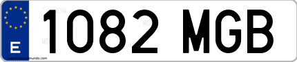 Ejemplo de matrícula de coche ordinaria 1082 MGB